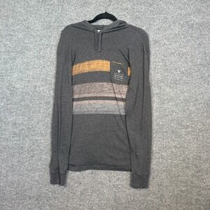 Vissla Shirt Mens Medium Gray Hooded Tshirt Long Sleeve Stretch Casual Surf